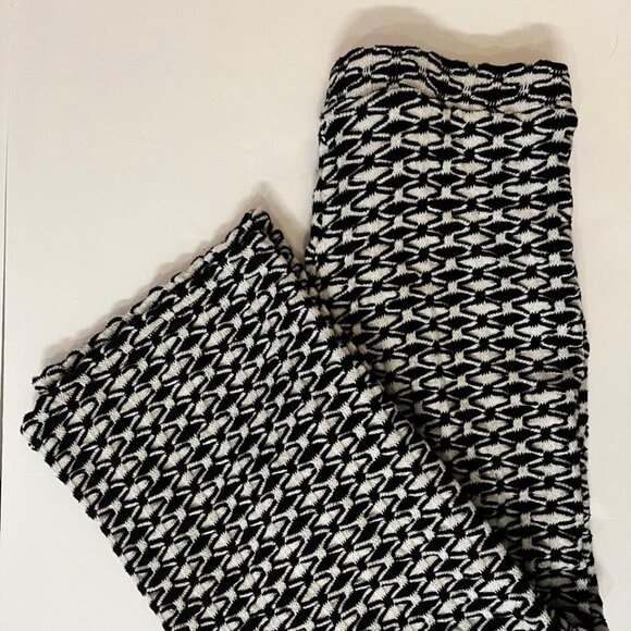 Zara black & white houndstooth knit wide leg cropped pants women’s size medium - Picture 1 of 4